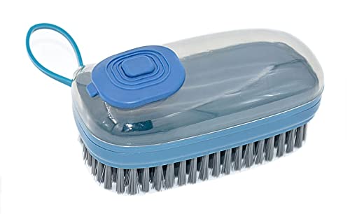 Image of Soft Cleaning Brush Hand Broom for Car /Bed /Couch /Draft /Garden /Furniture /Clothes Bedspread Carpet Cleaning Brush, Cleaning Brush with Soap Dispenser Scrub Brush,Washing Brush,Blue (Pack of 1)