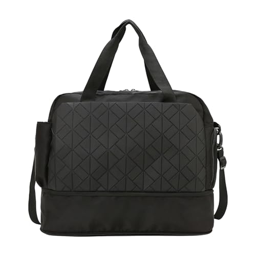 1. Bolsa de viaje plegable ligera para mujeres, niñas, gimnasio, fin de semana, bolsa de hombro, regalos, viajes, escenario de viaje, Negro