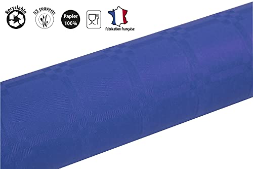 Damask paper disposable tablecloth in roll 25 M long X 1.18 M wide - Damask paper with a chic and classic universal pattern - Navy blue - Image 2