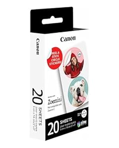 Canon Zink™ Photo Paper - Pre-Cut Circle Photo Stickers (20 x Sheets) - Print Phone Photos for Personalised Stickers