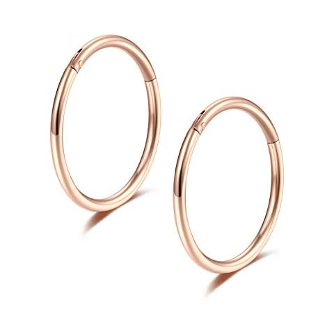 Rose Gold Hinged Nose Rings Hoops Cover