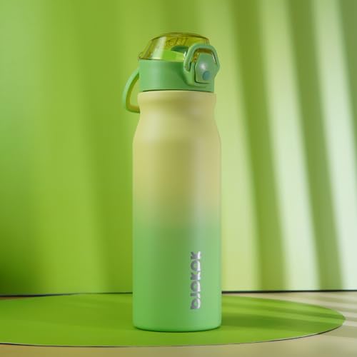 Image of BJPKPK 25 oz Insulated Water Bottle, Straw, Handle, Stainless Steel Flask | Leak Proof Locking Lid, Thermal, Double Wall Vacuum, Keeps Hot /Cold, BPA Free, Travel & Sports, Black Leopard