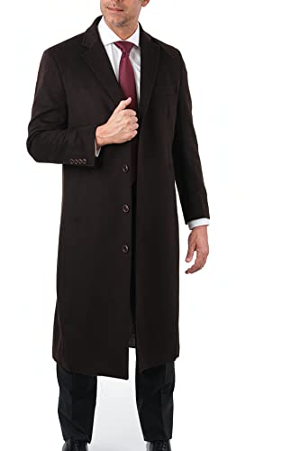 Image of THE SUIT DEPOT Mens Single Breasted Wool Cashmere Full Length Overcoat