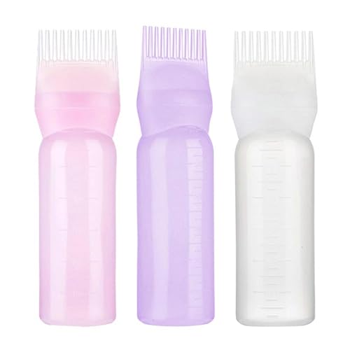 Genérico 3 Pc Botella De Tinte Para El Cabello Con Cepillo Graduado, Botella Con Peine Raíz, Portátil Aplicadora De Aceite Para El Cabello, Peine Pelo Vacío, Dispensador De Coloración