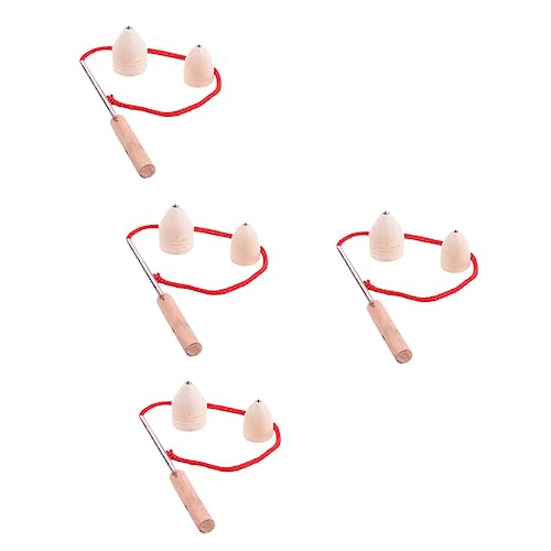 GALPADA 4 Sets Tops Educational Fun Peg Tops for Natural Material Competitive Gyroscope for Imagination Random Color
