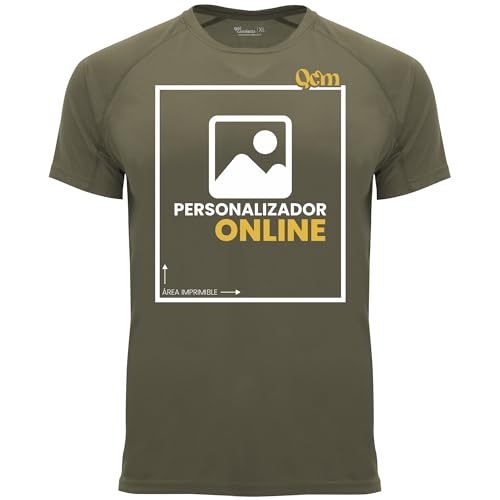 QCM · Camiseta Personalizable · Hombre · Manga Corta · Deporte · Impresión Directa (DTG) · ¡No es un Vinilo Impreso! Se Imprime Directamente sobre el Tejido! (Verde Militar, L)