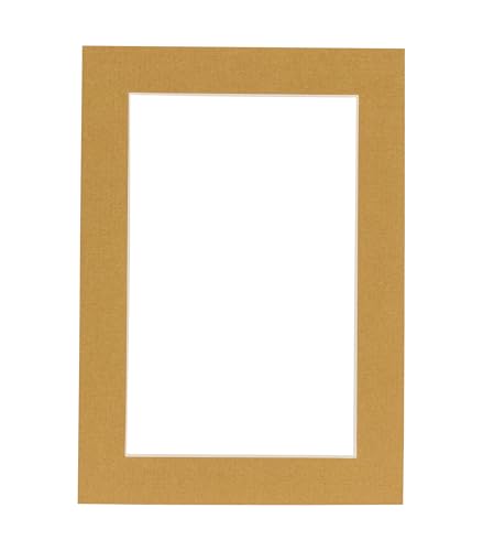 10x13 Mat Bevel Cut for 8x10 Photos - Acid Free Rattan Beige Precut Matboard With Backing Board and Crystal Clear, Self Seal Photo Mat Bag - For Pictures, Photos, Framing - 4-ply Thickness