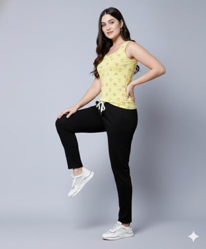 Image of DIAZ Women's Tank Top and Lower Set for Women | Stylish Cotton Co-Ord Set | Sleeveless Top & Jogger Lower for Women |Comfortable Stretchable Fabric 2-Piece Combo Set|women co ord set