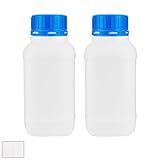 KGGZKG 2 Stücke 1000ml Weithalsflaschen mit Schraubverschluß HDPE Laborflasche 1L Plastikflaschen Weithals-Flasche Chemiekalienflasche mit Deckel für Labor Küche oder Hobby