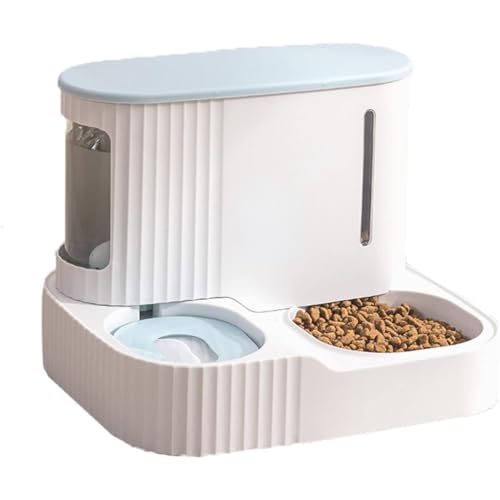 Rosoy 自動給水器、猫、犬、小型犬用の給水器、水と餌の補充給餌器、複数の猫用の大容量給餌器、清潔で便利、中小型犬用の洗える、お手入れが簡単なペット用給餌器、給水器、給餌器 (ブルー)