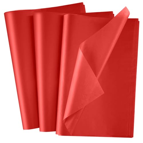 NEBURORA 100 Sheets Red Wrapping Tissue Paper 20x14 Inches Gift Bag Decorative Art Paper for DIY Crafts Christmas Weddings Valentines Party Decor