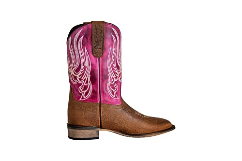 TuffRider Children's Arches Square Toe Western Boot- Brown-With Free Assorted Striped Socks4