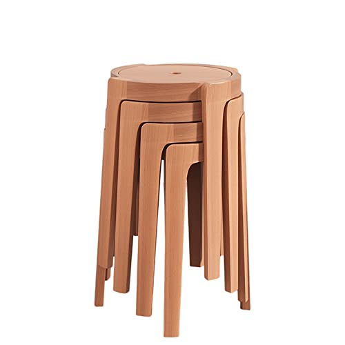 Taburetes de madera apilables pack de 4 sillas de comedor redondas modernas 2