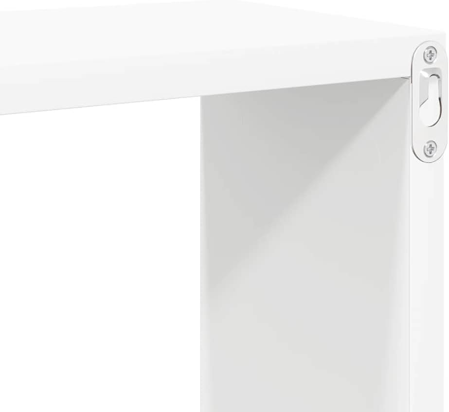 White Wall Shelf Set of 6, Engineered Wood Floating Ledge Shelves for Living Room Decor, Modern Wall Mounting for Bedroom, Kitchen, and Bathroom