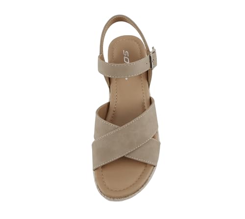 Image of Soda inchFIRELY inch ~ Women Round Toe Crisscross Band Platform Espadrille Wedge Sandal with Adjustable Ankle Strap