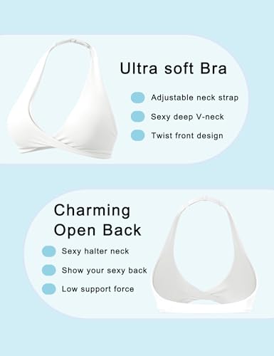 Sports Bras for Women Adjustable Halter Bra Front Twist Crop Beach Bikini Tops Yoga Backless Bra with Removeable Pads - Image 5
