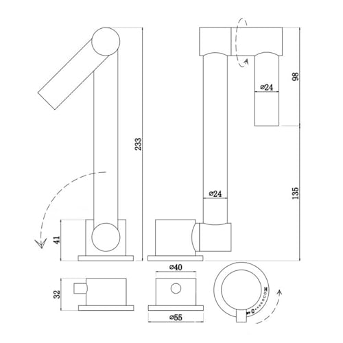 Robinet de cuisine pliable eau chaude et froide à 2 trous - 4