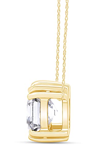 AFFY Asscher Cut White Cubic Zirconia Asscher Frame Solitaire Pendant Necklace In 14k Gold Plated 925 Sterling Silver Jewelry Gift For Women With 18" Chain2