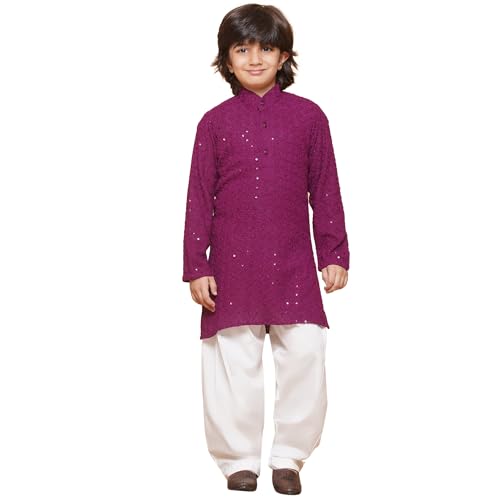 Image of AJ DEZINES Kids Kurta Pajama Set For Boys | Embroidery Chikankari Kurta Set | Traditional & Festive Outfit | Cotton Stylish Boys Kurta Pyjama | Perfect For Festivals Wedding & Family Function