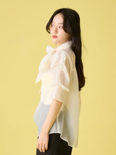 リリーブラウン ラグランオーガンザボウタイブラウス LILY BROWN 