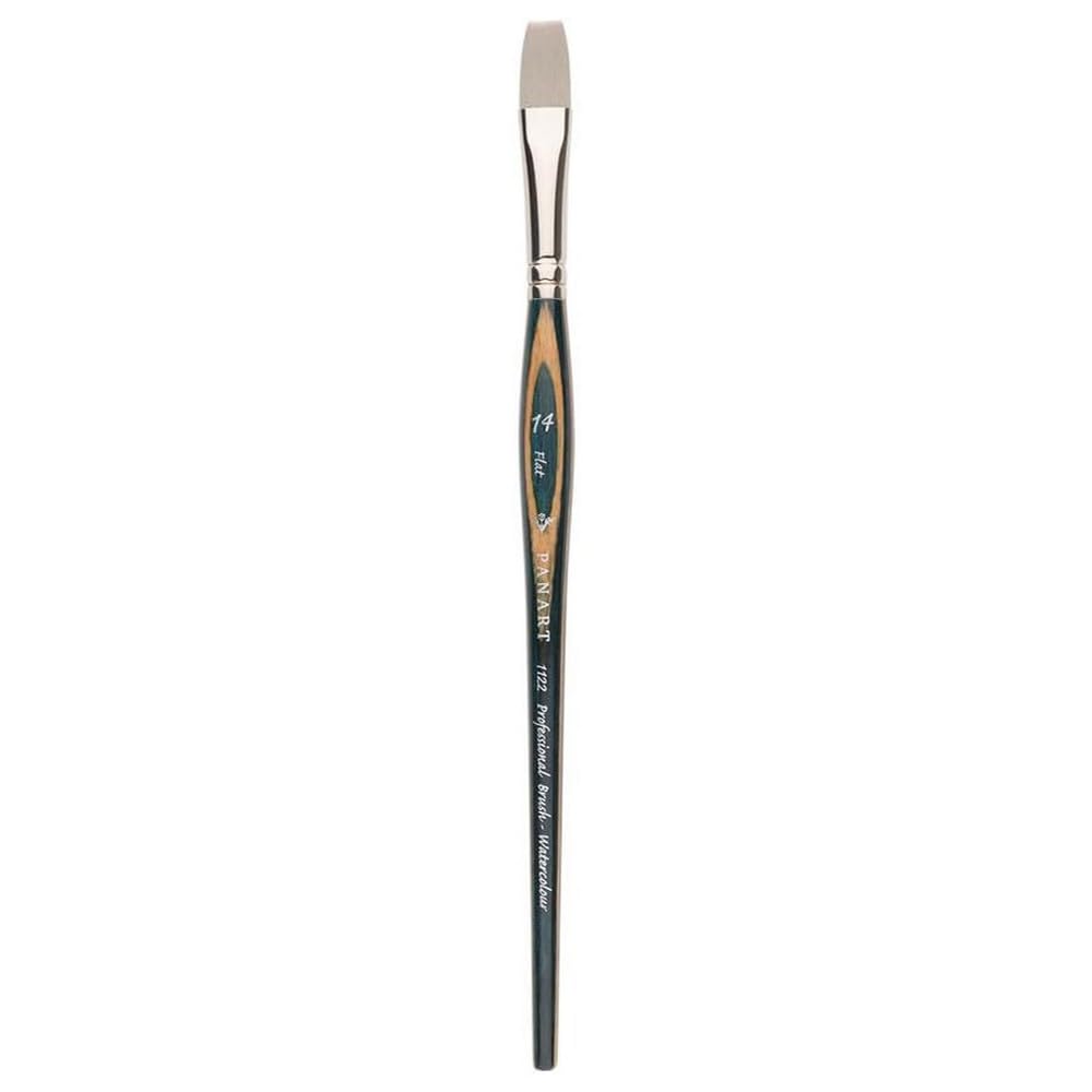 Pan Art Synthetic Fibre Flat No. 14 – Detail & Wash Brush for Watercolour & Gouache – Premium Brush for Artists Paintbrush for Fine Art, Craft & Illustration – 1 Unit