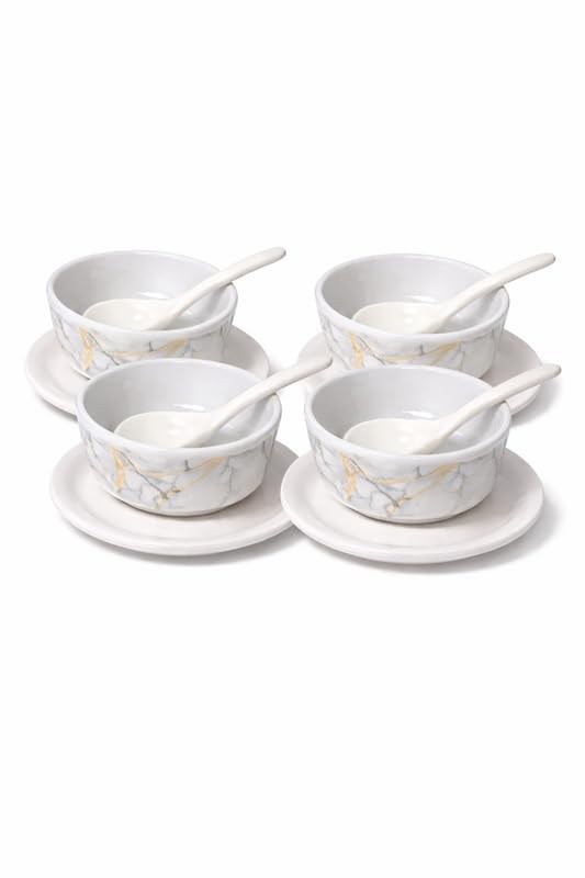 Image of Ariya Melamine French Soup Bowl Set Black Gold Harmony Collection Set of 4