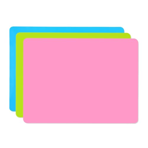 3 Pcs Silicone Mats for Worktops Craft Mat(40x30cm Pink/Blue/Green)