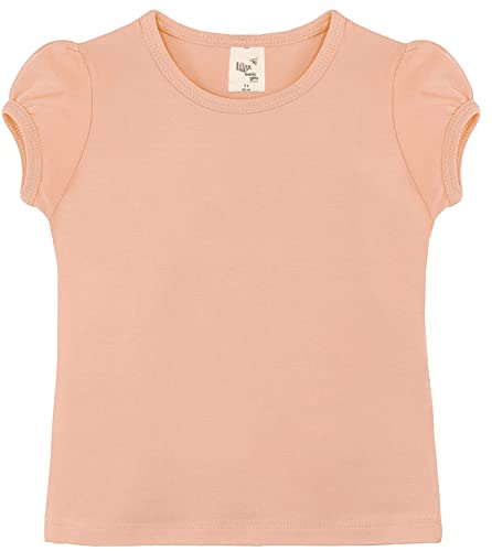 Image of Lilax Girls Short Puff Sleeve Cotton T-Shirt, Toddler & Little Girls Top | 95% Cotton Puff Sleeve Tee; Crewneck, Short Sleeve; Toddler & Girls Sizes 2T-12; for School, Play & Everyday; Machine Wash