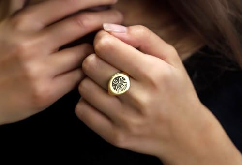 Bague jaguar ronde chevalière vintage argent 925 plaqué or fait main - 3