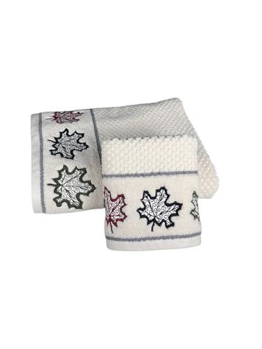 Image of SENSES By Riba Cotton Towel Set 550 GSM - Design 7, 2 Pcs| 1 Bath + 1 Hand Towels Combo | Super Soft, Absorbent, Lightweight, Antimicrobial, Low Linting, White