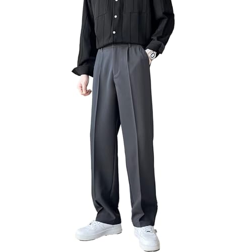 Super Stretch Ice Silk Comfort Everyday Pants for Men, Slim Fit Lightweight Straight Trousers with Pockets