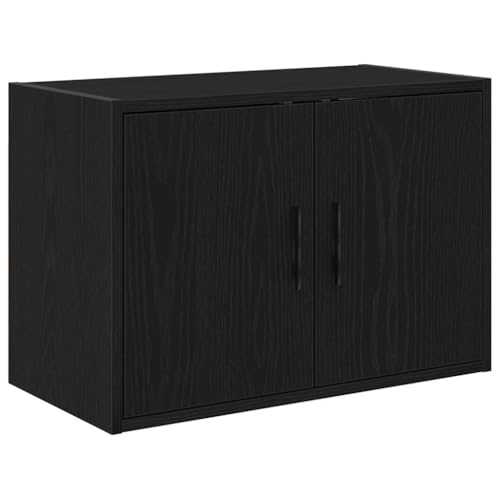 vidaXL garage wall cabinet - black engineered wood cupboard with ample storage space for tools and accessories - organized, durable, versatile mount for garages, utility rooms, workshops