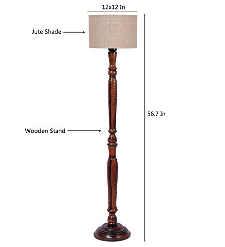 Image of Devansh Beige Jute Wooden Floor Lamp