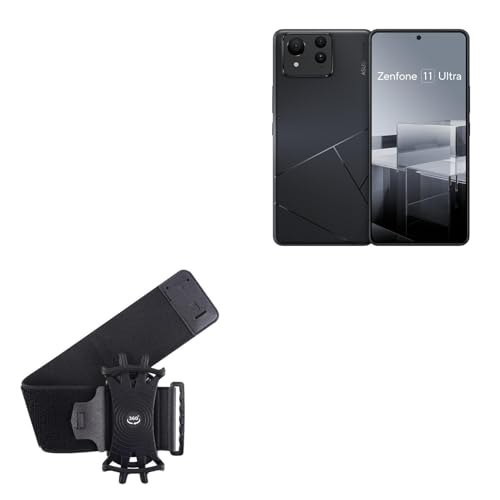 BoxWave Holster Compatible with ASUS ZenFone 11 Ultra (6.78 in) - ActiveStretch Sport Armband, Adjustable Armband for Workout and Running - Jet Black