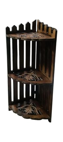 Wooden Corner Plant Stand, 3-Tier Indoor Display Shelf, Walnut Brown, Space-Saving Plant Rack for Living Room, Balcony & Bedroom - Image 5
