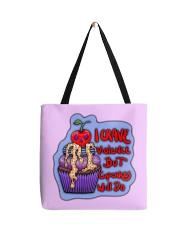 Sac fourre-tout I Crave Violence en toile de coton noir grand format