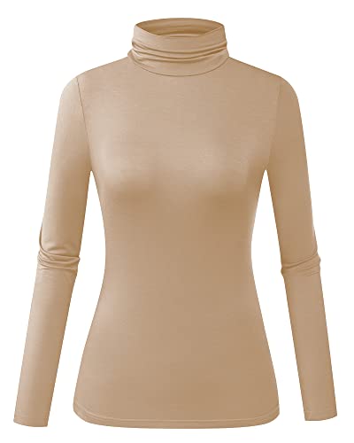 Image of Herou Womens Long Sleeve Turtleneck Slim Fitted Lightweight Casual Active Layer Tops Shirts