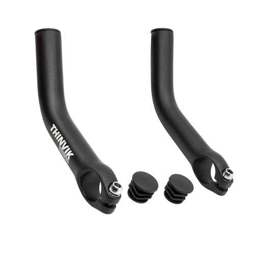 Thinvik Bike Bar Ends Aluminium Alloy MTB Bicycle Bar Ends One-piece Forging Bike Handlebar Ends for Mountain Bike Matte Black - extended