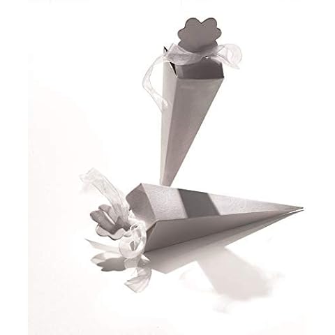 100 conos de arroz con confeti de cartón con estampado de seda blanca Cover