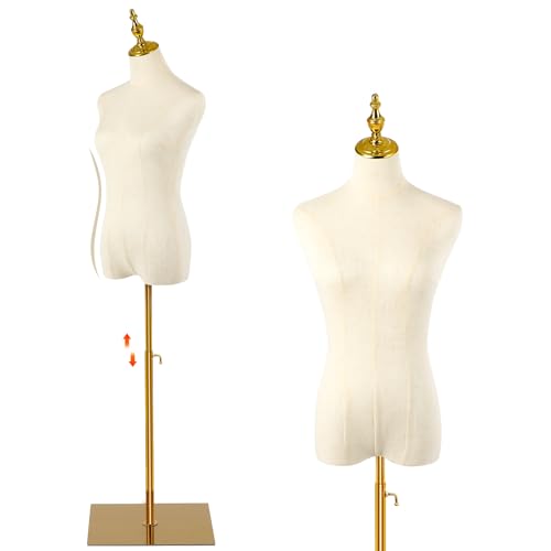 Dress Form Mannequin Adjustable Sewing Mannequin for Sewing Female Mannequin Torso with Stand Mannequin for Dress & Pants Display Height Adjustable Beige