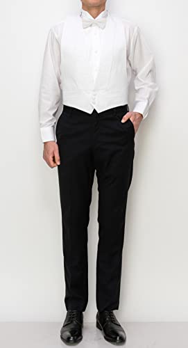 White Cotton Pique Tuxedo Openback(Backless) Vest, with White Pique Bowtie3