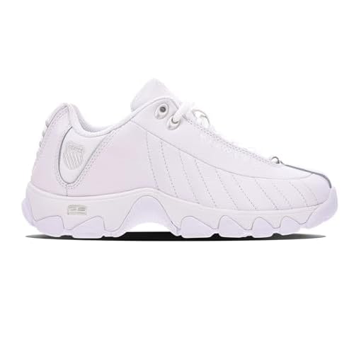 K-Swiss Women's ST329 CMF Sneaker,Wide Tennis Dad Walking Shoes Leather Upper 6.5 Wide White/Silver