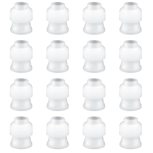 16pcs Piping Bag Couplers, Plastic Standard Couplers Cake Decorating Coupler Pipe Icing Piping Tip Coupler White Coupler Supplies for Frosting Nozzles Couplers for Piping Bags