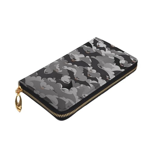 Halloween Bats Grey Wallet for Men Women Long Purse Leather Clutch Large Business Handbag Travel Phone Holder Credit Card Holder Money Case with Zipper Leather Wallets Gift3