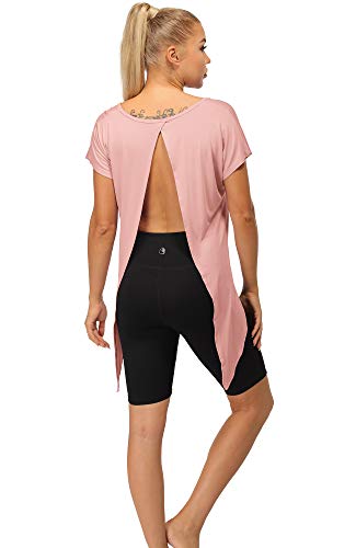 image for icyzone Open Back Workout Tops for Women - Athletic Activewear T-Shirt