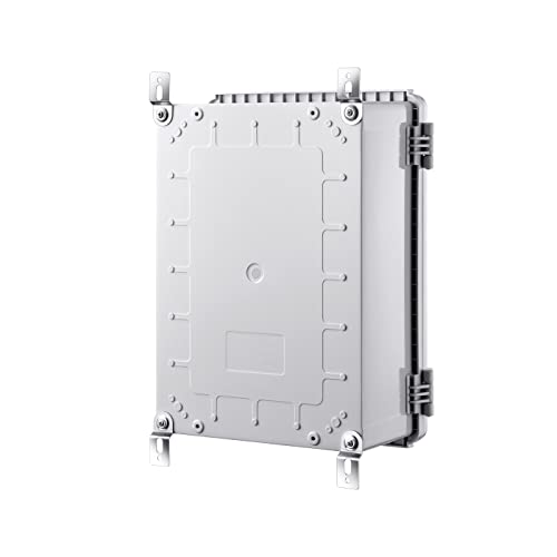 Image of Gratury Junction Box, IP67 Waterproof Plastic Enclosure for Electrical Project, Hinged Grey Cover, Includes Mounting Plate and Wall Bracket