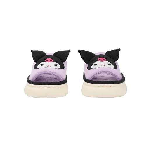 Bioworld Kuromi 3D Character Face Art Women's Purple Open-Toed Slide Slippers3