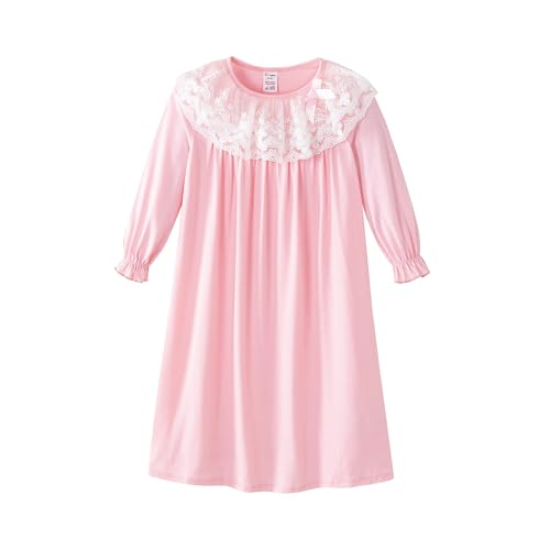 PATPAT Toddler Kid Girl Princess Nightgown Lace Ruffle Long Sleeve Sleep Dress Wear Pajamas Shirt 3-14 Years