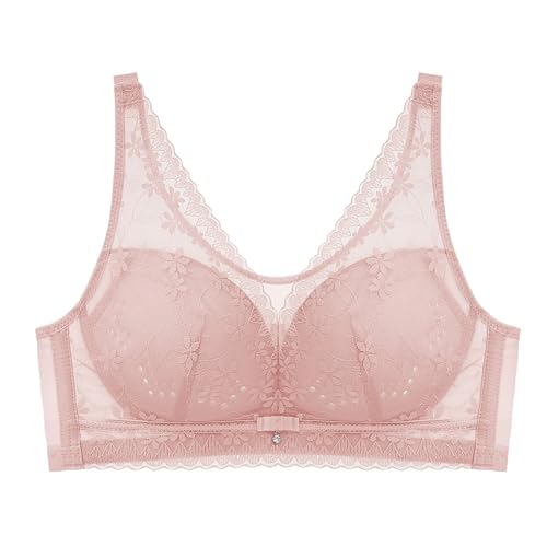 Moda e informal para mujer, ajustable, cómodo y sexy, sujetador de encaje fino, talla grande, Rosa., 80C