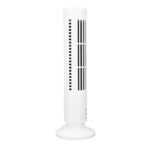 Fafeims Ventilador de Torre USB sin Aspas, 2 Velocidades, Ajustable, bajo Nivel de Ruido, Ahorro de Energía, Ventilador de Refrigeración para Uso en el Hogar y la Oficina con Alfombrilla (WHITE)